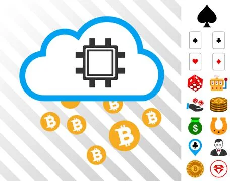 Bitcoin Cloud Pool Icon with Bonus イラスト素材