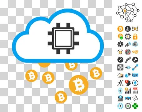 Bitcoin Cloud Pool Icon with Bonus イラスト素材