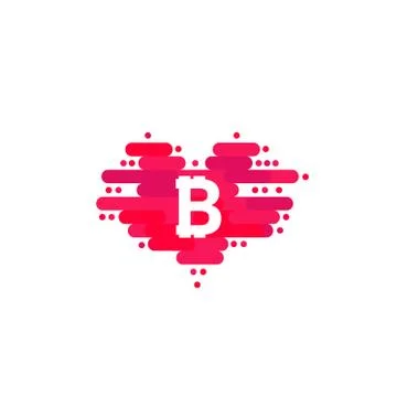 Bitcoin in cloud in the shape of a heart with shadow and blue sky background Ilustración de archivo