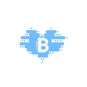 Bitcoin in cloud in the shape of a heart with shadow and blue sky background Stock-Illustration