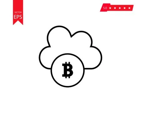 Bitcoin cloud sign icon for internet money. Crypto currency symbol and coin i 스톡 일러스트