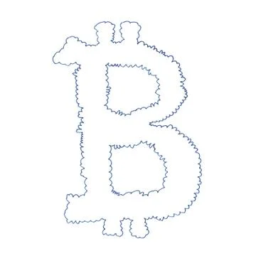 Bitcoin cloud symbol drawing Stock Illustration