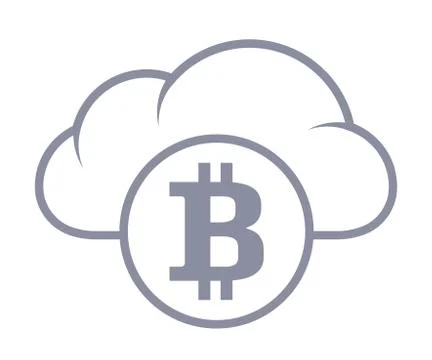 Bitcoin in cloud.  Sync and storage. Line style. Stock Illustration