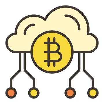 Bitcoin Cloud Technology vector Crypto Currency colored icon or symbol 스톡 일러스트