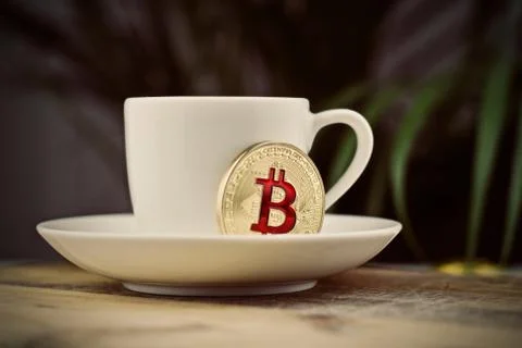 Bitcoin coffee concept Stock Photos