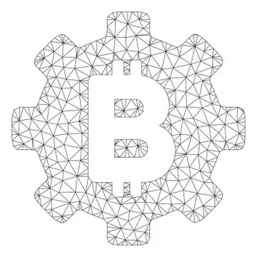 Bitcoin Cog Wheel Vector Mesh Network Model Illustrazione stock