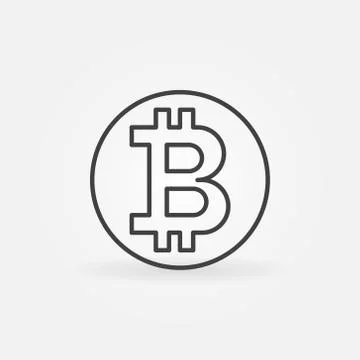 Bitcoin coin abstract vector icon in thin line style Stockillustratie
