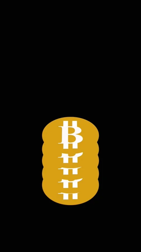 Bitcoin coin animation with gold stack. Bitcoin coin cryptocurrency money a.. Stock Footage 346053700