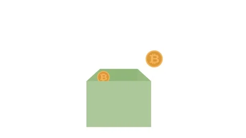 Bitcoin Coin with Box Animation 4k video Mineing Bitcoin Icon Stock Footage 274531076