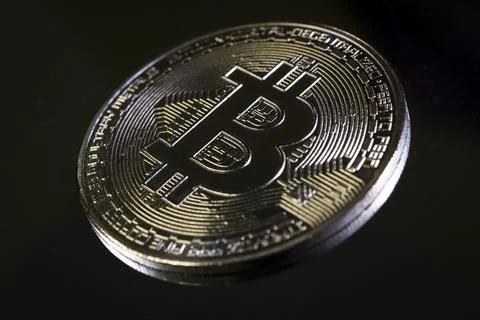 Bitcoin coin close up Stock Photos