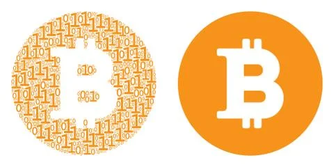 Bitcoin Coin Collage of Binary Digits Stock Illustration