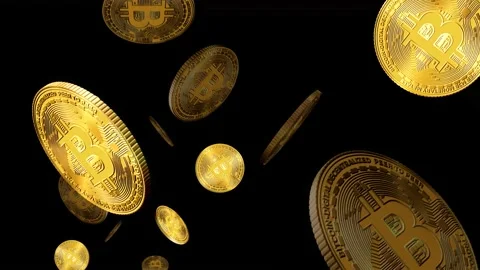 Bitcoin with coin collapse at black background Stock Footage 226594457