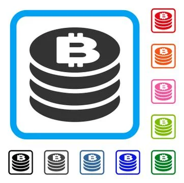 Bitcoin Coin Column Framed Icon Stock Illustration