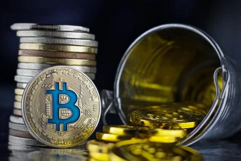 Bitcoin coin. Cryptocurrency concept. Stock Photos