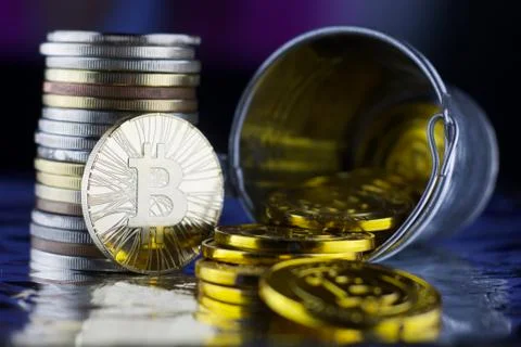 Bitcoin coin. Cryptocurrency concept. Stock Photos