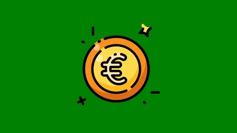 Bitcoin coin dollar sign bit symbol gold euro green background green screen Stock Footage 314063831