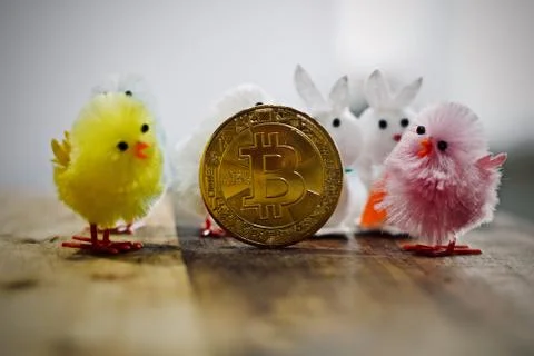 Bitcoin coin easter concept Stock Photos