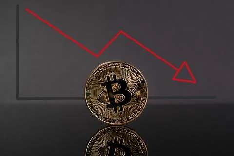 Bitcoin coin is facing a negative chart Stock Photos