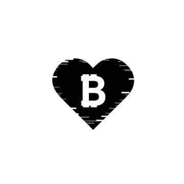Bitcoin coin with fast speed motion lines and glitch heart Stock Illustration