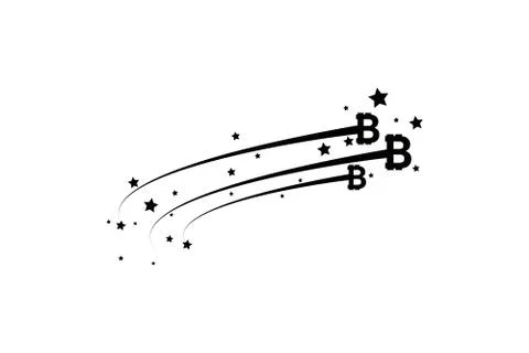 Bitcoin coin with fast speed motion lines. Abstract Falling bitcoin- Black Stock Illustration