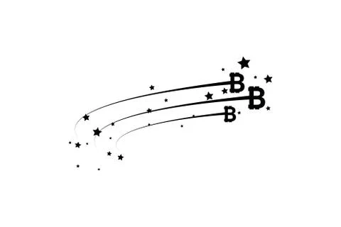 Bitcoin coin with fast speed motion lines. Abstract Falling bitcoin- Black Stock Illustration