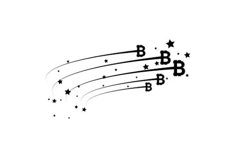 Bitcoin coin with fast speed motion lines. Abstract Falling bitcoin- Black Stock Illustration