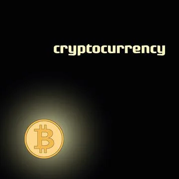 Bitcoin coin glows in the dark, vector Stock Illustration