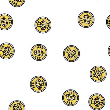 Bitcoin coin ico vector seamless pattern 스톡 일러스트