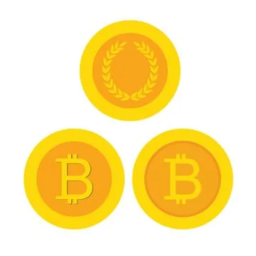 Bitcoin  coin   icon. Bitcoin  flat sign money.  golden (yellow) icon coin  s Stock Illustration