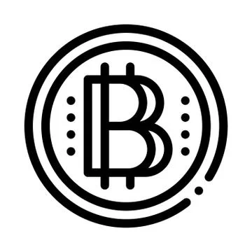 Bitcoin coin icon vector outline illustration 스톡 일러스트