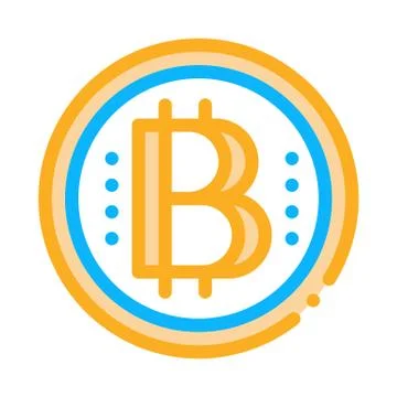 Bitcoin coin icon vector outline illustration 스톡 일러스트