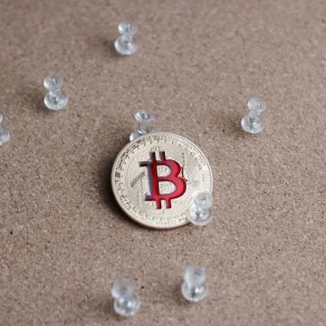 Bitcoin coin in the office Stock Photos
