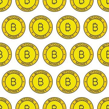 Bitcoin coin pattern. Money Seamless pattern on a white background Stock Illustration