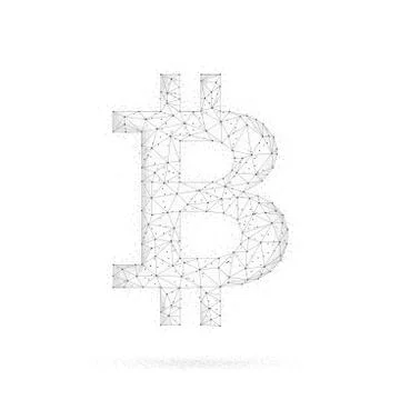 Bitcoin coin in polygon blockchain technology network style. Stock Illustration