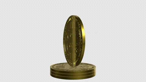 Bitcoin coin rotating on an alpha channel background Stock Footage 310254330