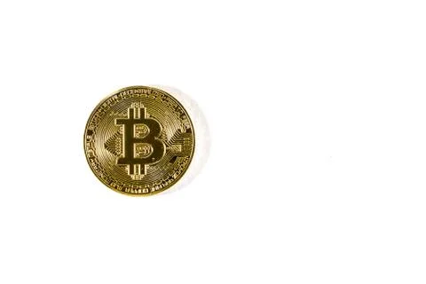 Bitcoin coin is small on a large background. Crypto currency 스톡 사진