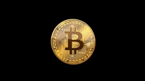 Bitcoin coin spinning in slow loop with opacity map 库存影片 92294795