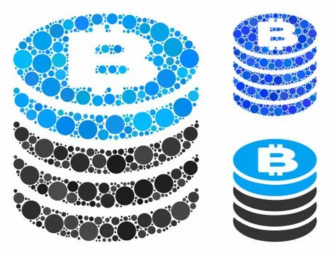 Bitcoin coin stack Composition Icon of Round Dots Illustrazione stock