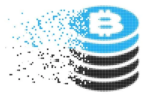Bitcoin Coin Stack Dissipated Pixel Icon 库存插图