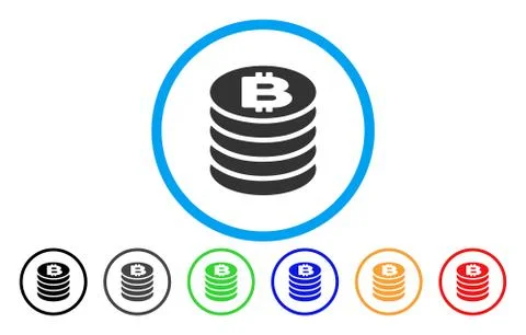 Bitcoin Coin Stack Flat Icon Stock Illustration
