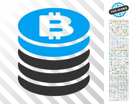 Bitcoin Coin Stack Flat Icon with Bonus Illustrazione stock