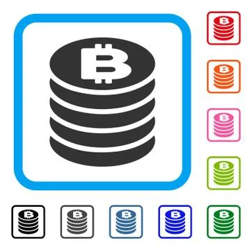 Bitcoin Coin Stack Framed Icon 库存插图