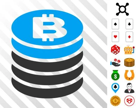 Bitcoin Coin Stack Icon with Bonus Stock Illustration
