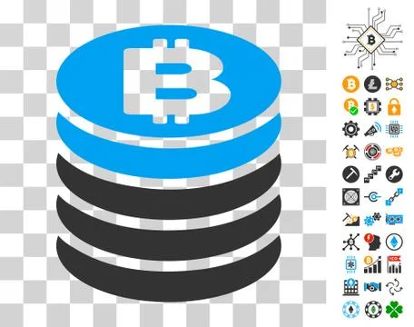 Bitcoin Coin Stack Icon with Bonus Stock Illustration