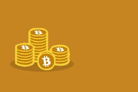 Bitcoin coin stack illustration with space to write Illustrazione stock