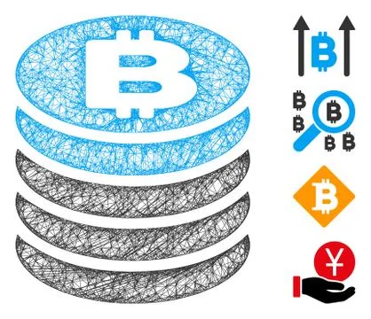 Bitcoin Coin Stack Web Vector Mesh Illustration Stock Illustration