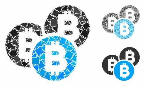 Bitcoin coins Composition Icon of Abrupt Elements 库存插图