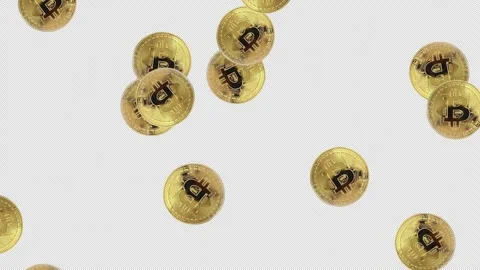 Bitcoin Coins Falling from Above with Alpha Channel Transparent Overlay Stock Footage 331662815