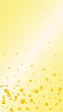 Bitcoin coins falling. Cryptocurrency scattered Stock Illustration