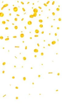Bitcoin coins falling. Cryptocurrency scattered Stock Illustration